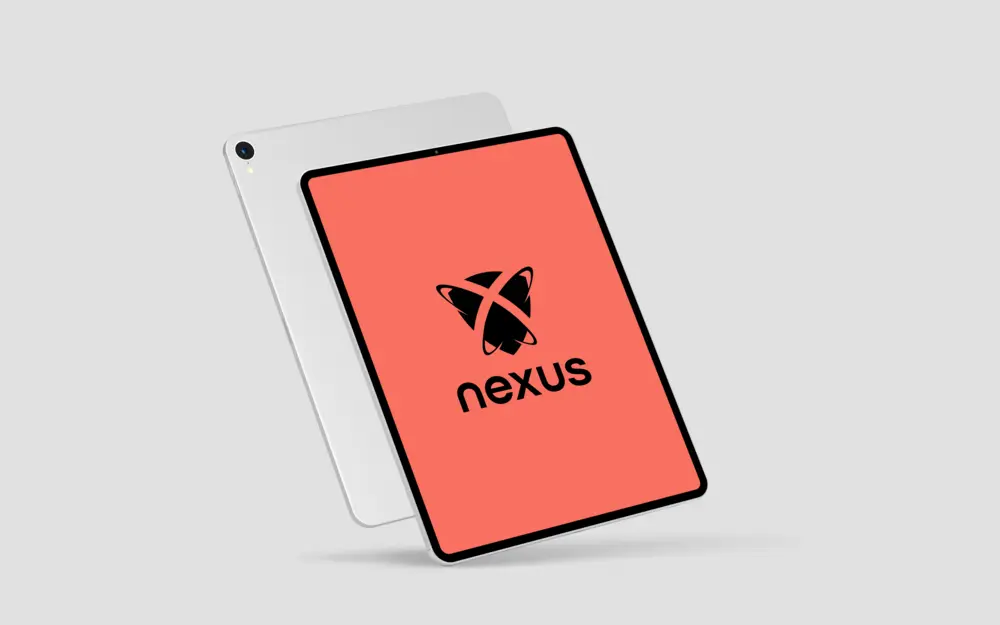 Nexus Platform branding — tech workspace with brand assets